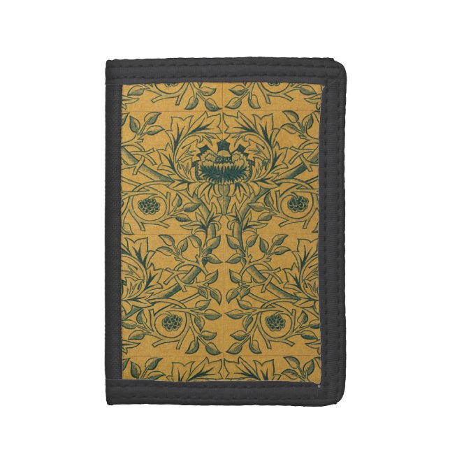 Victorian William Morris Floral Textile Pattern Trifold Wallet (Front Vertical)