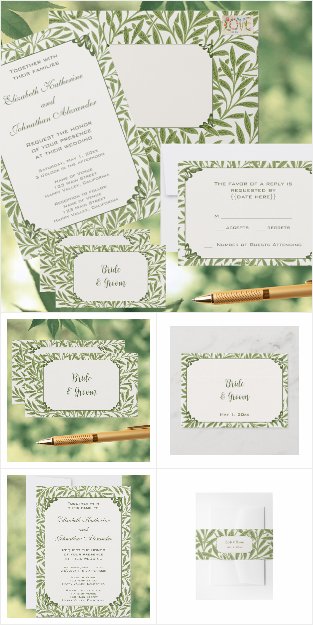 Victorian Willow Leaves Pattern Wedding Collection