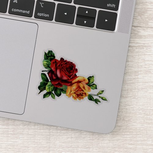 Victorian Wine Red and Golden Yellow Roses Sticker