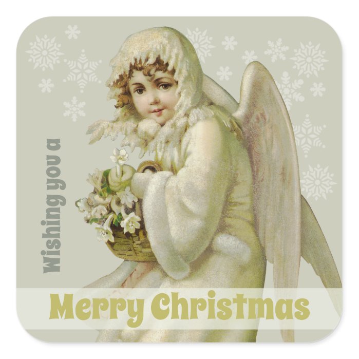 Victorian winter angel CC0956 Vintage Christmas Square Sticker