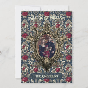 Victorian Winter Berry Ornament Family Christmas Holiday Card