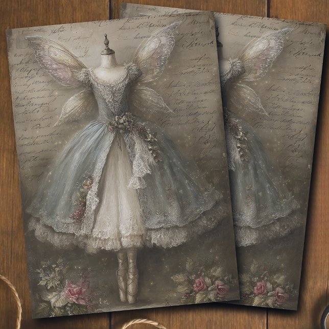 Victorian Winter Fairy Dusty Blue Dress Decoupage Tissue Paper (Creator Uploaded)