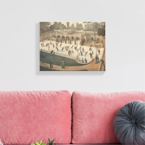 Victorian Winter Ice Skating Lithograph Canvas Print