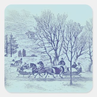 Victorian winter scene in blue