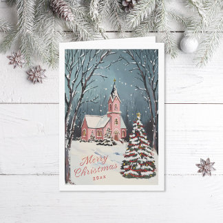 Victorian Winter Scene Non Photo Christmas Holiday Card