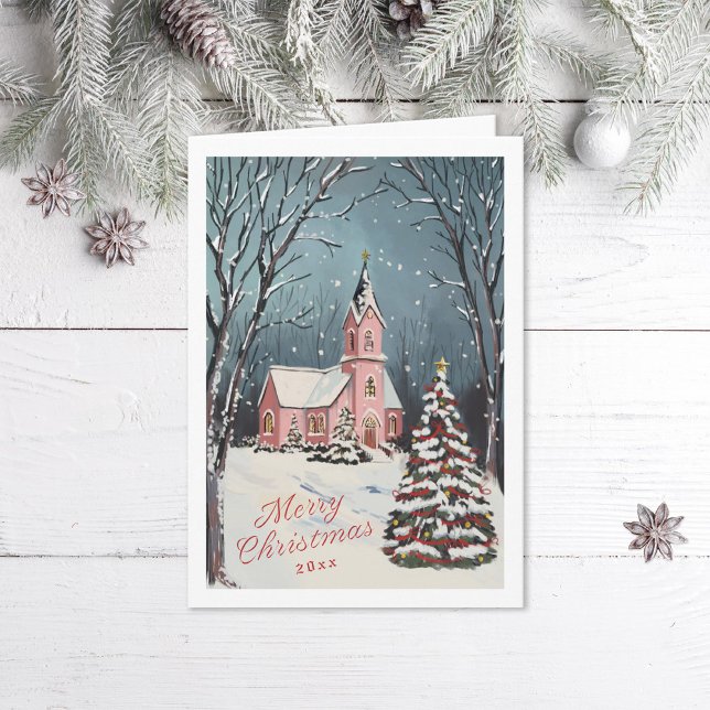 Victorian Winter Scene Non Photo Christmas Holiday Card (Creator Uploaded)