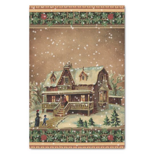 Victorian Winter Scene Tissue Paper | Zazzle.com