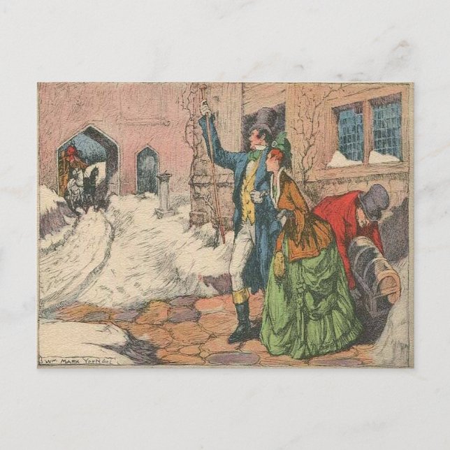 Victorian Winter Street Scene Postcard (Front)