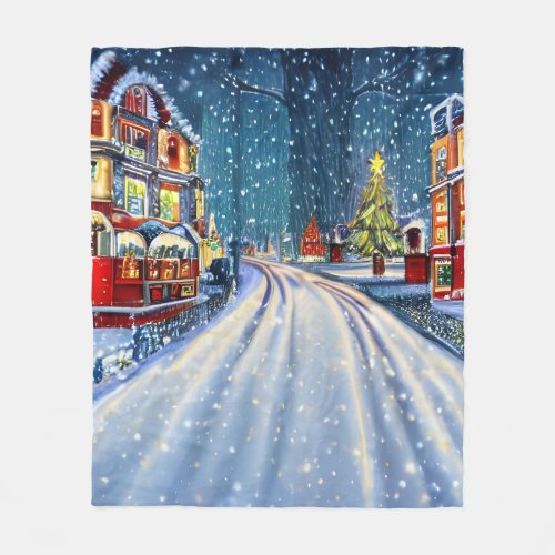 Victorian Winter Wonderland Christmas Village Fleece Blanket