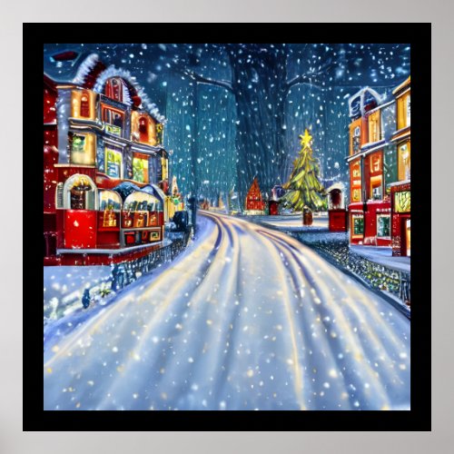 Victorian Winter Wonderland Christmas Village Poster