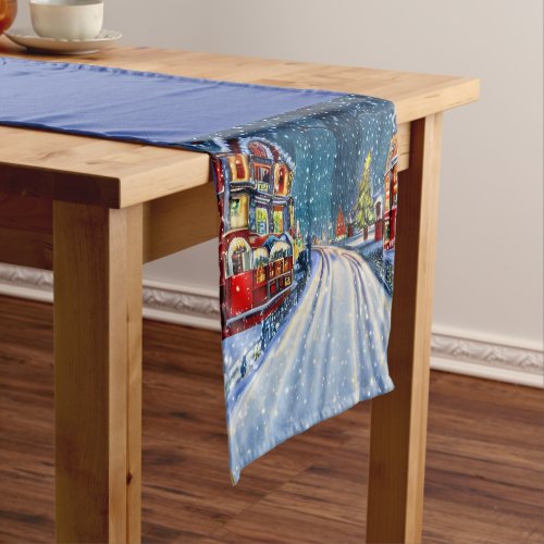 Victorian Winter Wonderland Christmas Village Short Table Runner