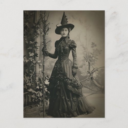 Victorian Witch Sepia Portrait Postcard