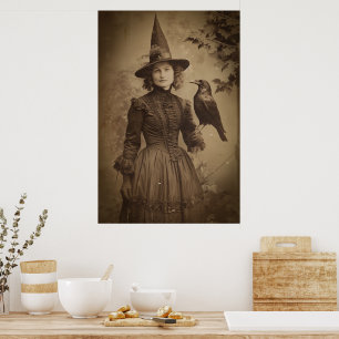Victorian Witch Sepia Portrait style 5 Poster