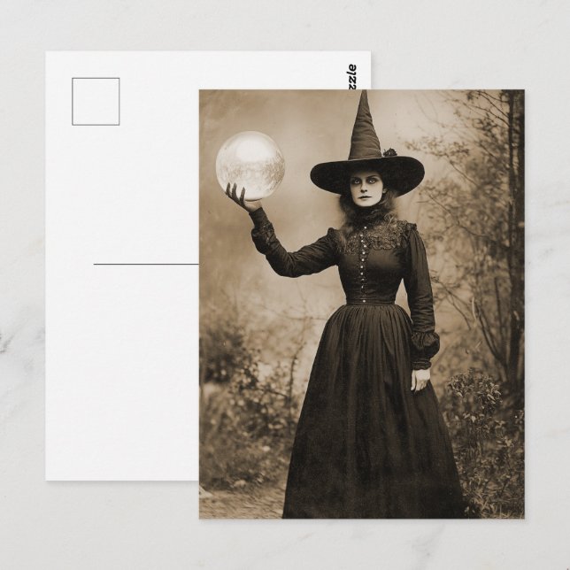 Victorian Witch Sepia Portrait style Postcard Zazzle