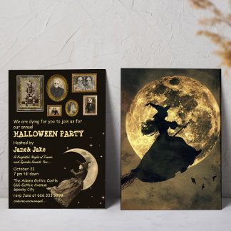 Victorian Witch Vintage Oddities Halloween Party Invitation