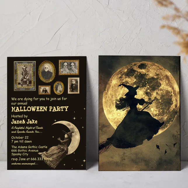Victorian Witch Vintage Oddities Halloween Party Invitation | Zazzle
