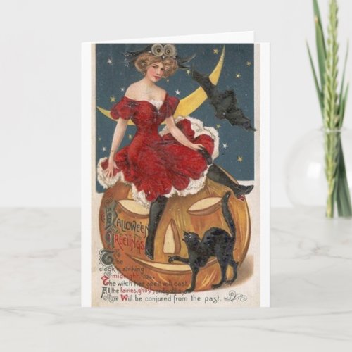 Victorian Witchs Spell Halloween Greeting Card