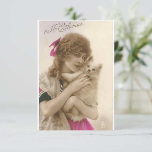 Victorian Woman and Dog Antique Photo (Standing Front)