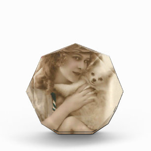Victorian Woman and Dog Antique Photo Acrylic Award