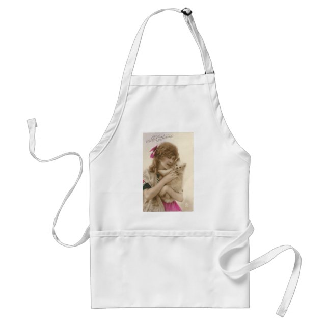 Victorian Woman and Dog Antique Photo Adult Apron (Front)