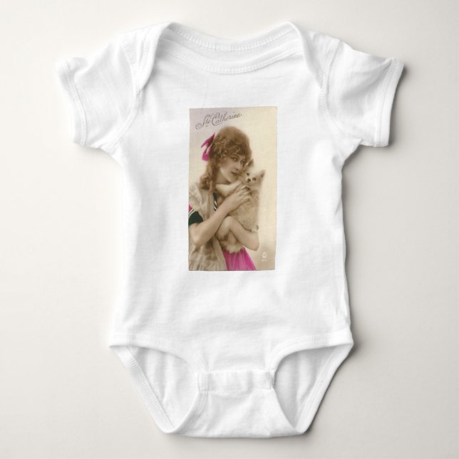 Victorian Woman and Dog Antique Photo Baby Bodysuit (Front)
