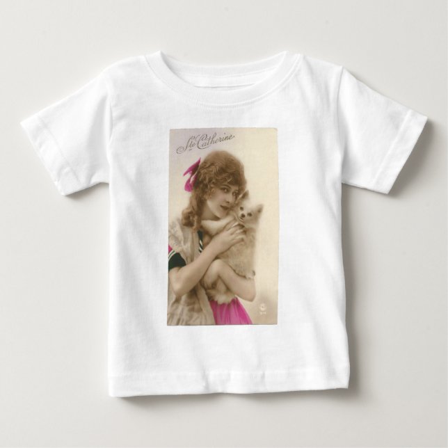 Victorian Woman and Dog Antique Photo Baby T-Shirt (Front)