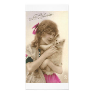 Victorian Woman and Dog Antique Photo Card
