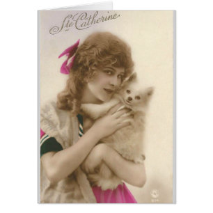 Victorian Woman and Dog Antique Photo Cards
