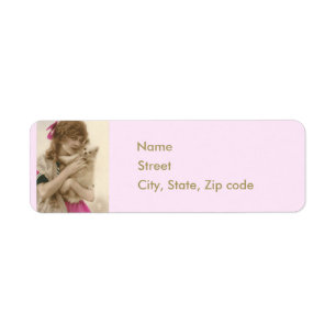 Victorian Woman and Dog Antique Photo Label