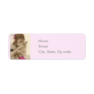 Victorian Woman and Dog Antique Photo Label