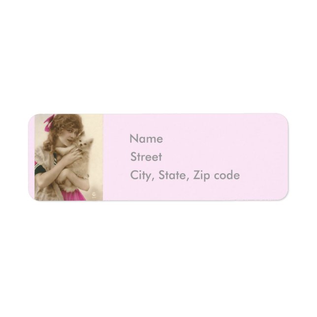Victorian Woman and Dog Antique Photo Label (Front)