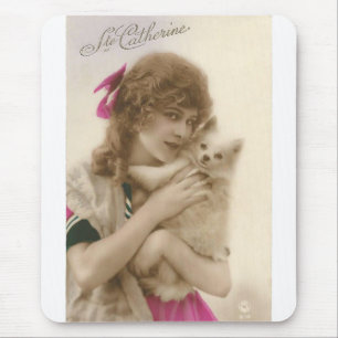 Victorian Woman and Dog Antique Photo Mouse Pad