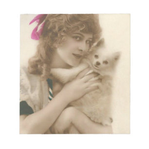 Victorian Woman and Dog Antique Photo Notepad