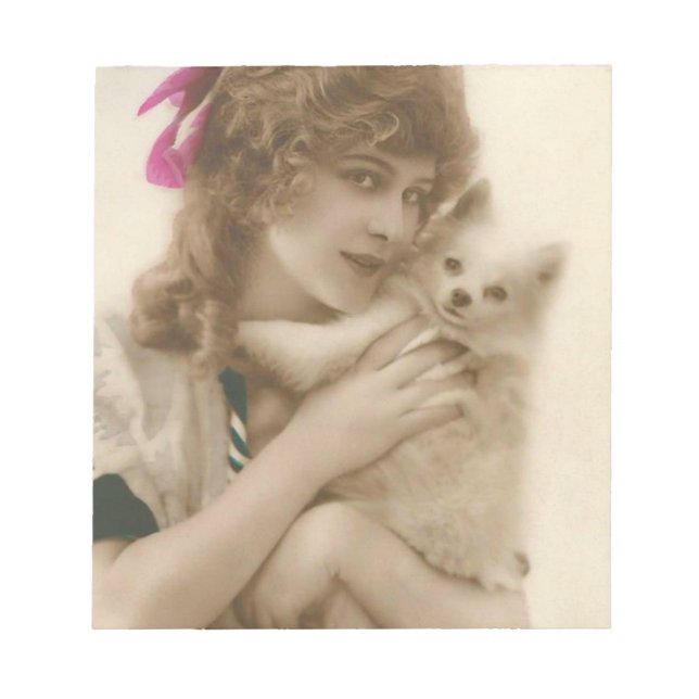 Victorian Woman and Dog Antique Photo Notepad (Front)