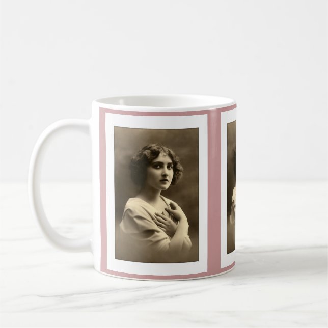 Victorian woman arms crossed coffee mug (Left)