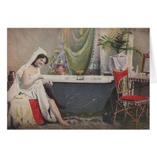 Victorian woman bathing bath cards (Front Horizontal)