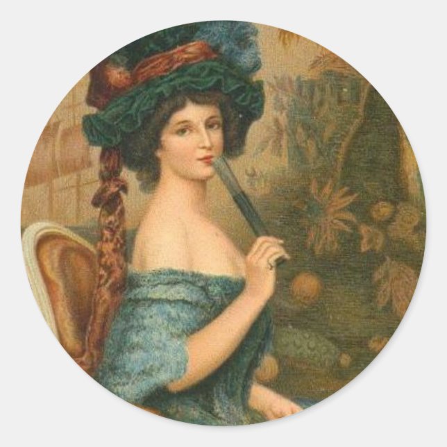 Victorian Woman Classic Round Sticker (Front)