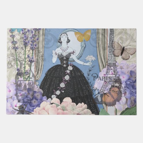 Victorian Woman Floral Fancy Gown  Doormat