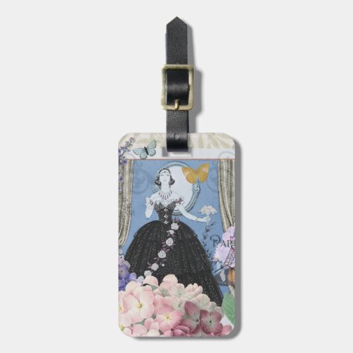 Victorian Woman Floral Fancy Gown  Luggage Tag
