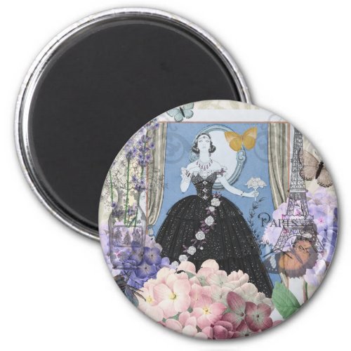 Victorian Woman Floral Fancy Gown  Magnet