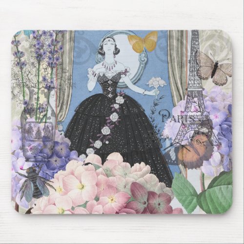 Victorian Woman Floral Fancy Gown  Mouse Pad