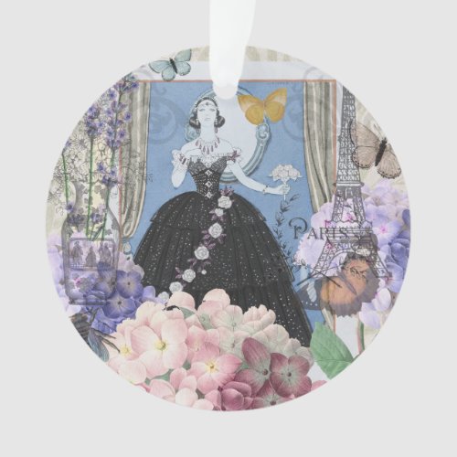 Victorian Woman Floral Fancy Gown  Ornament