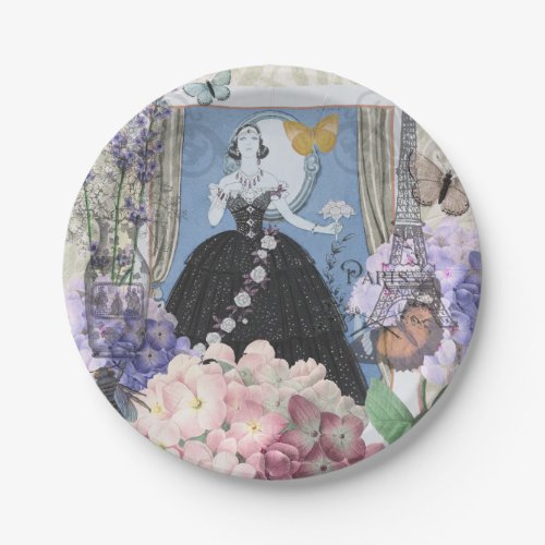 Victorian Woman Floral Fancy Gown  Paper Plates