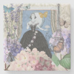 Victorian Woman Floral Fancy Gown  Stone Coaster