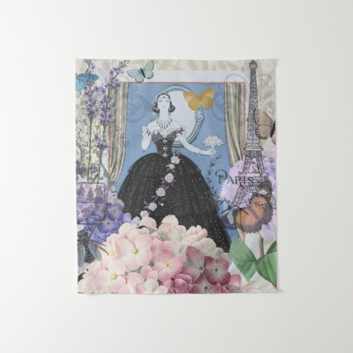 Victorian Woman Floral Fancy Gown  Tapestry
