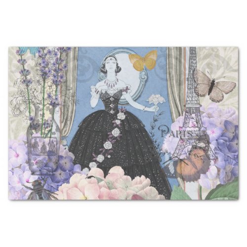 Victorian Woman Floral Fancy Gown  Tissue Paper