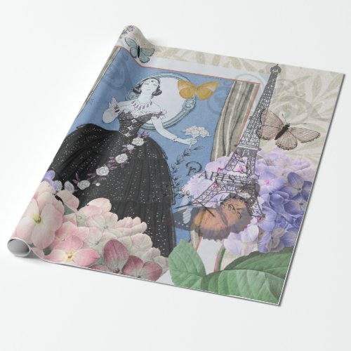 Victorian Woman Floral Fancy Gown  Wrapping Paper