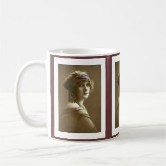 Victorian woman hair in beads and scarf coffee mug