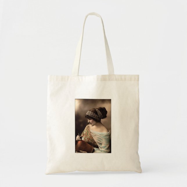 Victorian woman hair up in beads tote bag (Front)