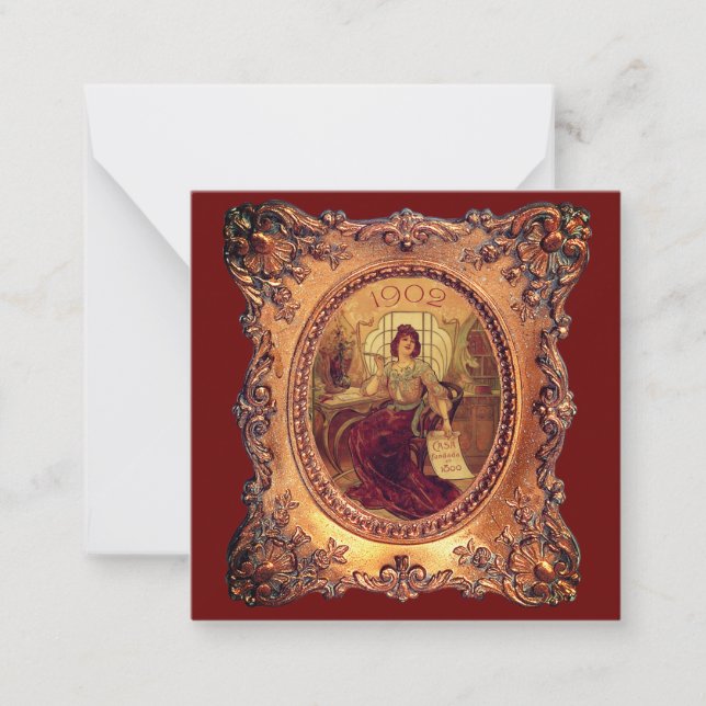 Victorian woman in elegant Victorian frame Note Card (Front)